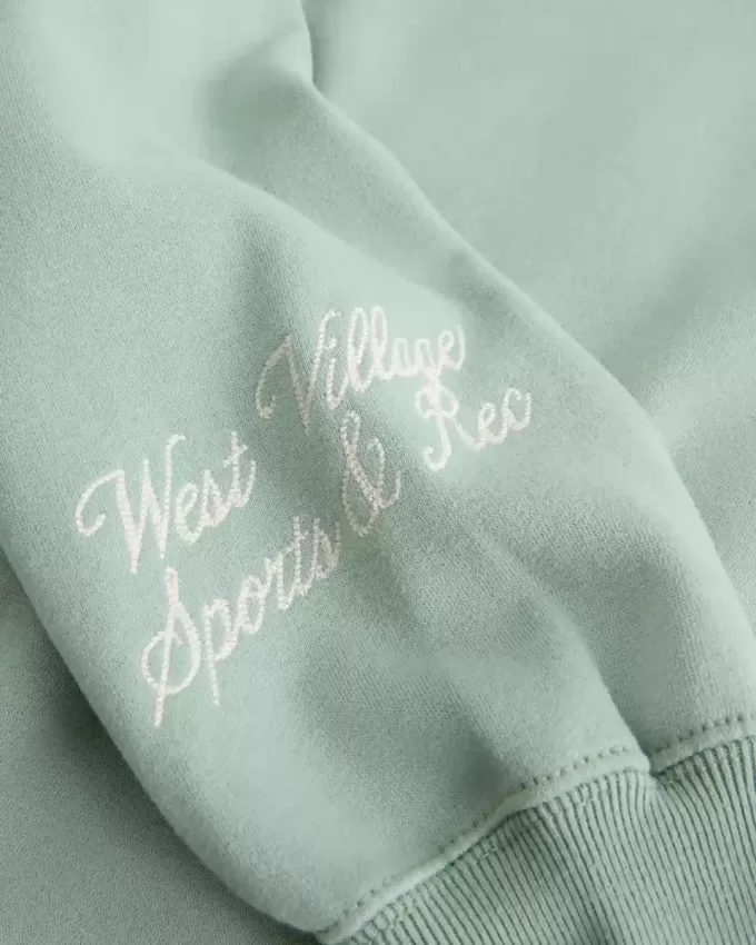 Easy New York Graphic Half-Zip Cutoff Sweatshirt