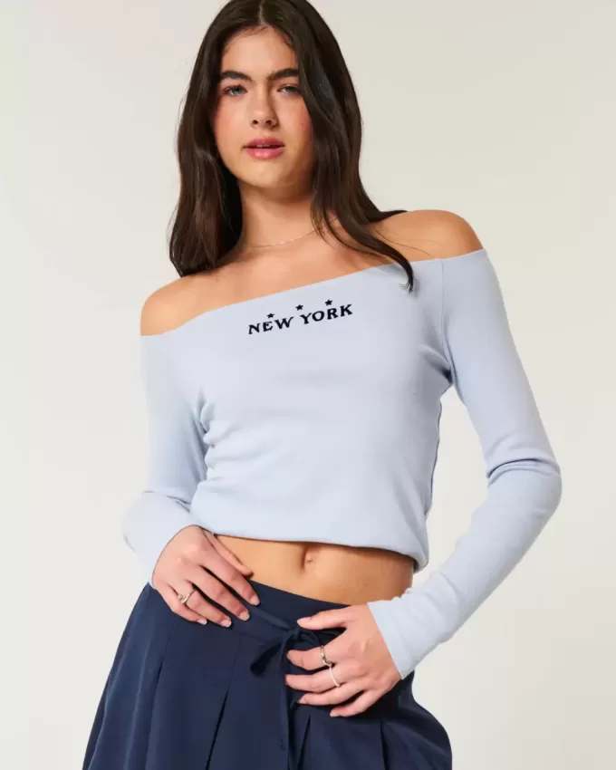 Easy New York Graphic Off-the-Shoulder Top Easy New York Graphic Off-the-Shoulder Top