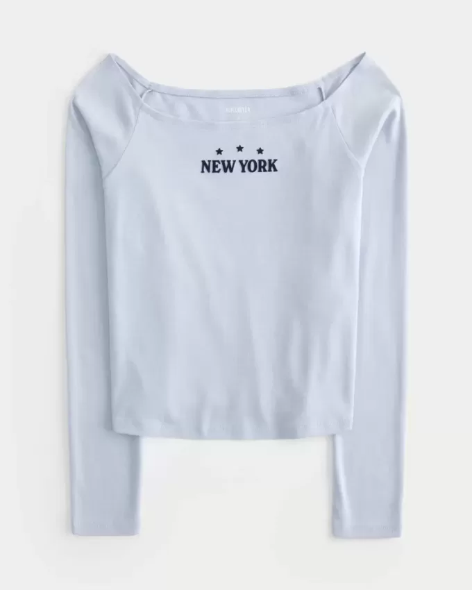 Easy New York Graphic Off-the-Shoulder Top Easy New York Graphic Off-the-Shoulder Top