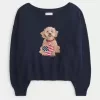 Easy Off-the-Shoulder Dog Graphic Sweater