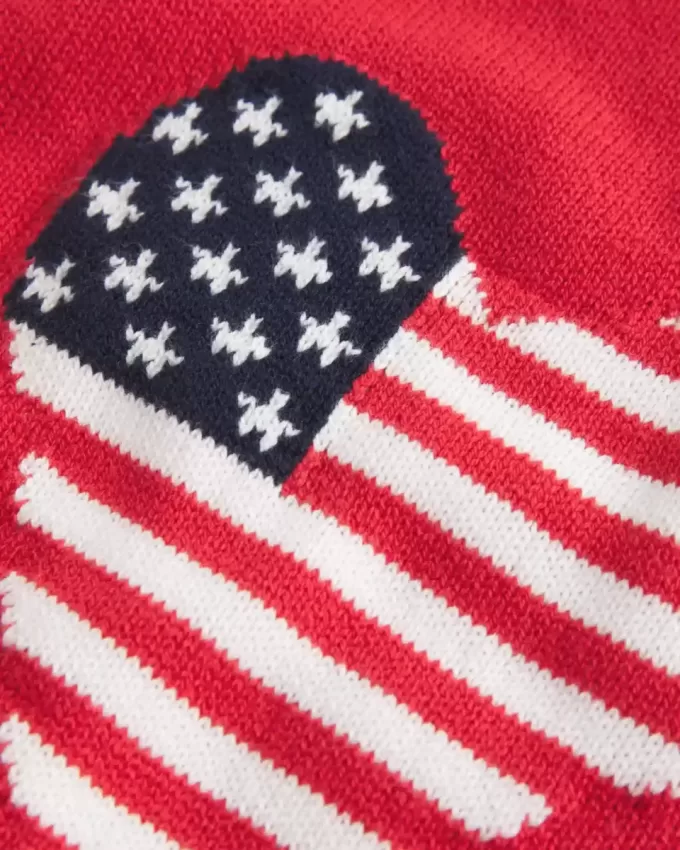 Easy Off-the-Shoulder Heart Flag Graphic Sweater