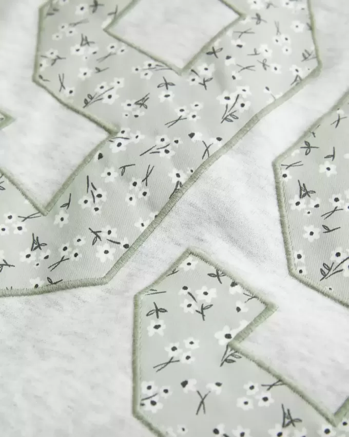 Easy Off-the-Shoulder Number Graphic Crew Sweatshirt