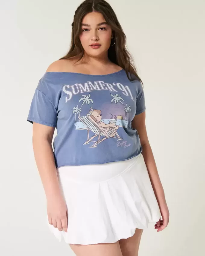 Easy Off-the-Shoulder Summer Graphic Tee