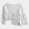 Easy Off-the-Shoulder Sweatshirt & Fleece Shorts Set