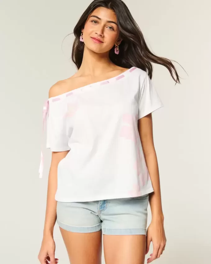 Easy Off-the-Shoulder Tie T-Shirt Easy Off-the-Shoulder Tie T-Shirt