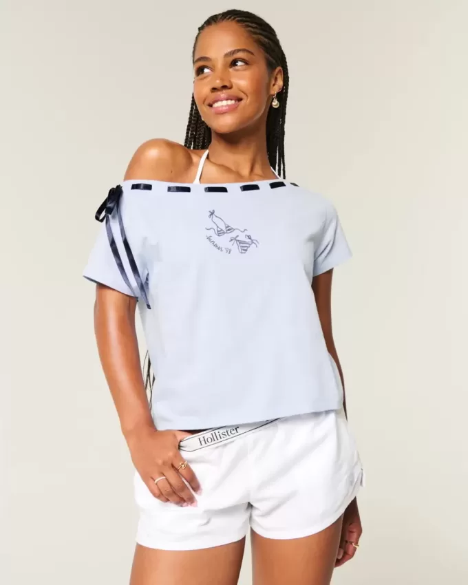 Easy Off-the-Shoulder Tie T-Shirt Easy Off-the-Shoulder Tie T-Shirt