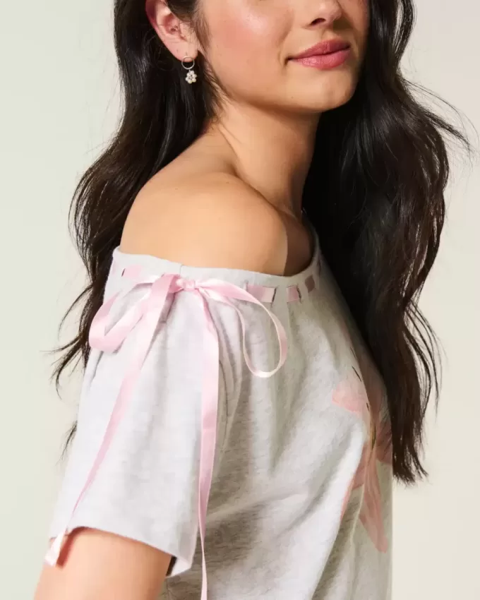 Easy Off-the-Shoulder Tie T-Shirt Easy Off-the-Shoulder Tie T-Shirt