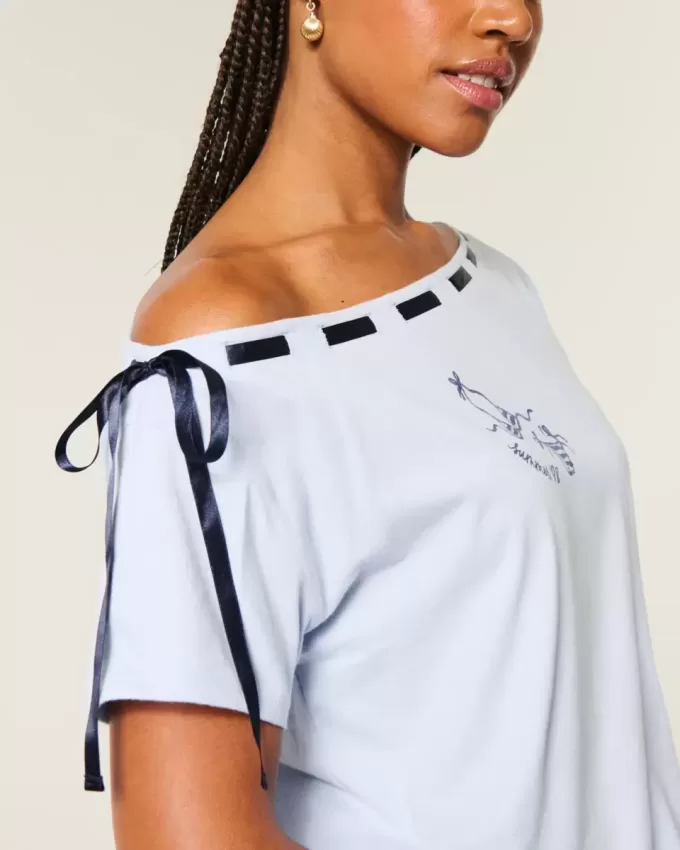Easy Off-the-Shoulder Tie T-Shirt Easy Off-the-Shoulder Tie T-Shirt
