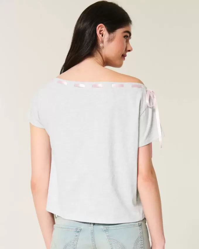 Easy Off-the-Shoulder Tie T-Shirt Easy Off-the-Shoulder Tie T-Shirt