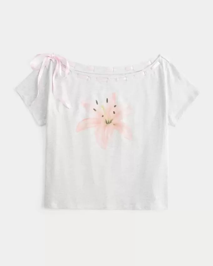 Easy Off-the-Shoulder Tie T-Shirt Easy Off-the-Shoulder Tie T-Shirt