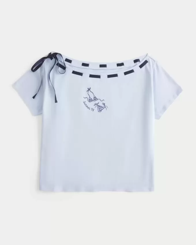 Easy Off-the-Shoulder Tie T-Shirt Easy Off-the-Shoulder Tie T-Shirt