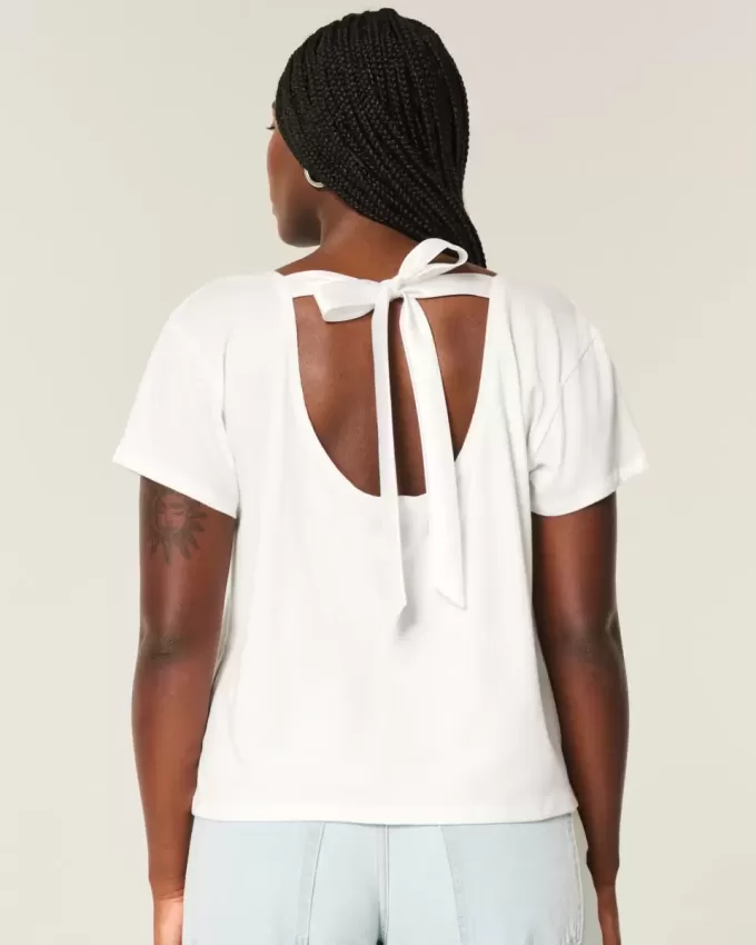 Easy Ribbon Tie-Back Heart Graphic Tee Easy Ribbon Tie-Back Heart Graphic Tee