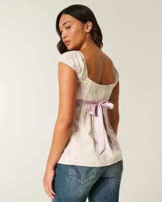 Easy Satin Tie Babydoll Top Easy Satin Tie Babydoll Top