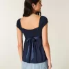 Easy Satin Tie Babydoll Top