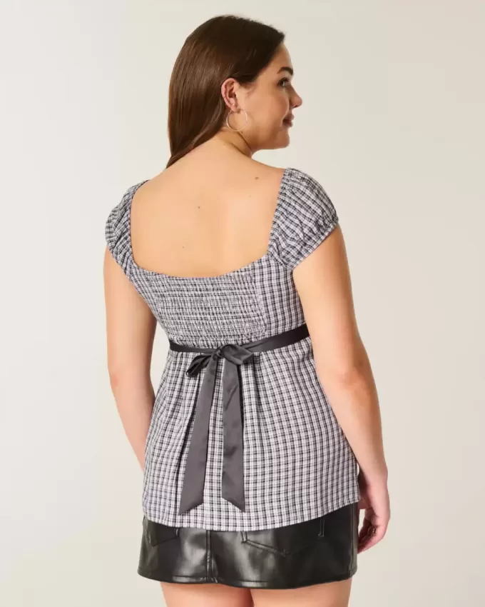 Easy Satin Tie Babydoll Top