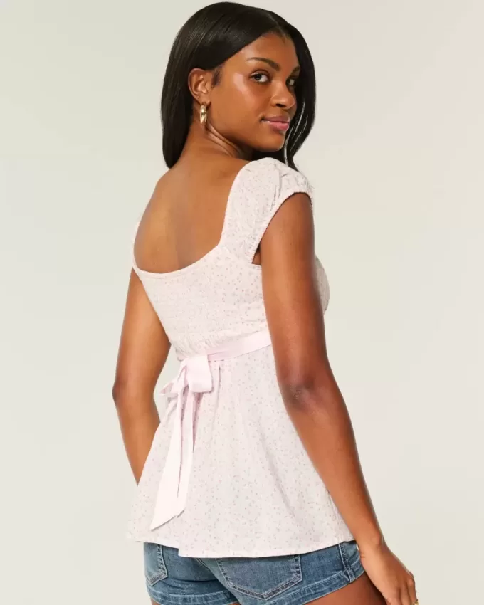 Easy Satin Tie Babydoll Top Easy Satin Tie Babydoll Top