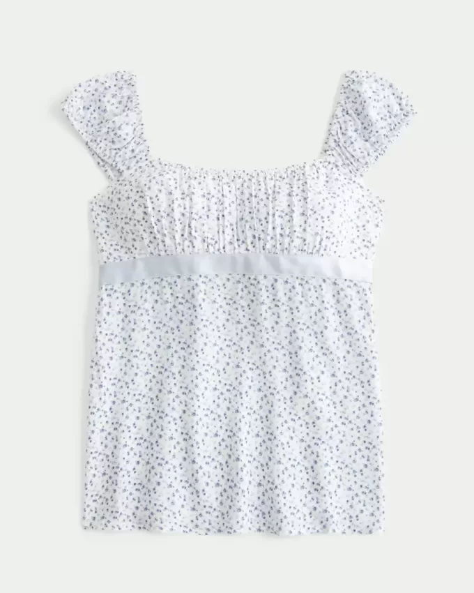 Easy Satin Tie Babydoll Top Easy Satin Tie Babydoll Top