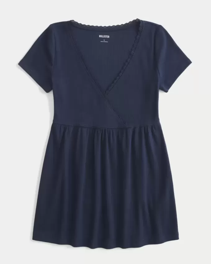 Easy Short-Sleeve Lace Trim Babydoll Top Easy Short-Sleeve Lace Trim Babydoll Top