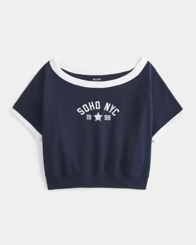 Easy Short-Sleeve Terry Fleece Graphic Sweatshirt Easy Short-Sleeve Terry Fleece Graphic Sweatshirt