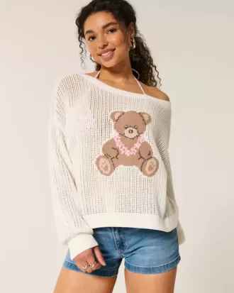 Easy Stitchy Graphic Slouchy Crew Sweater