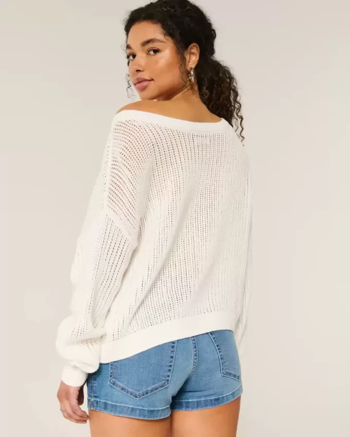 Easy Stitchy Graphic Slouchy Crew Sweater