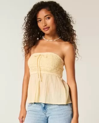Easy Strapless Crochet Mix Babydoll Top