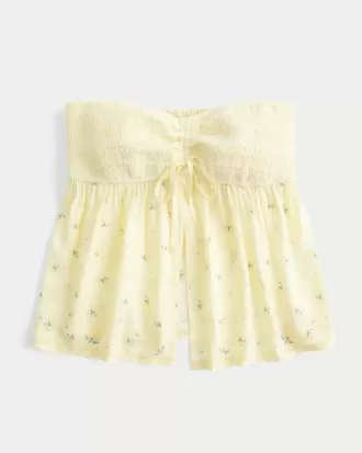 Easy Strapless Smocked Bust Babydoll Top