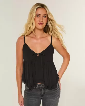 Easy Studded Babydoll Top