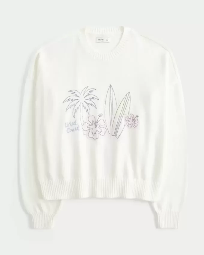 Easy West Coast Beach Graphic Crew Sweater