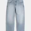 Embroidered Light Wash Skater Baggy Jeans Embroidered Light Wash Skater Baggy Jeans