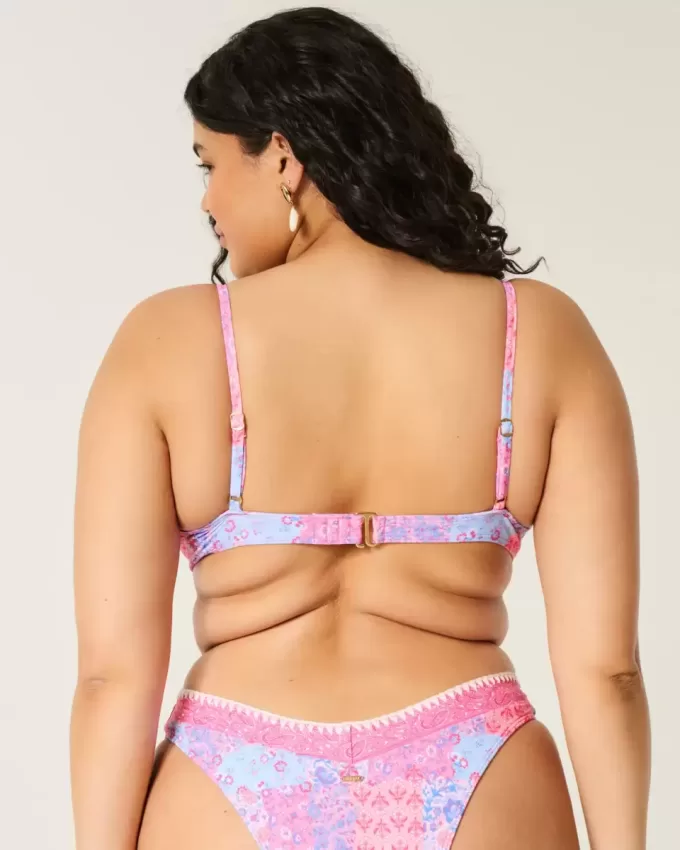 Embroidered Stitch Plunge Underwire Bikini Top Embroidered Stitch Plunge Underwire Bikini Top