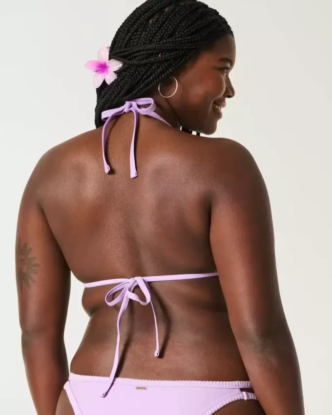 Embroidered Stitch Triangle Bikini Top