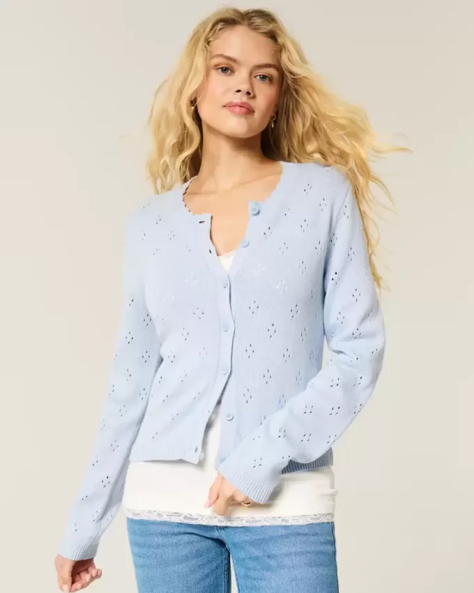 Eyelet Crew Cardigan Eyelet Crew Cardigan