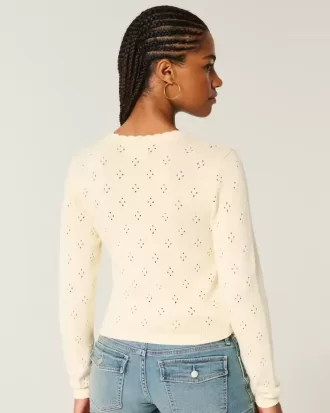 Eyelet Crew Cardigan