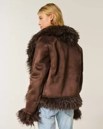 Faux Fur-Lined Faux Shearling Jacket