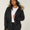 Faux Fur Trim Puffer Bomber Jacket Faux Fur Trim Puffer Bomber Jacket
