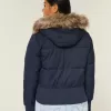 Faux Fur Trim Puffer Bomber Jacket Faux Fur Trim Puffer Bomber Jacket