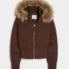 Faux Fur Trim Puffer Bomber Jacket Faux Fur Trim Puffer Bomber Jacket