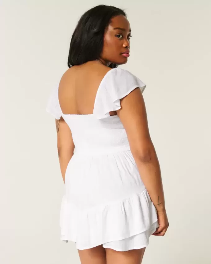 Flutter Sleeve Pinch Bust Mini Skort Dress Flutter Sleeve Pinch Bust Mini Skort Dress