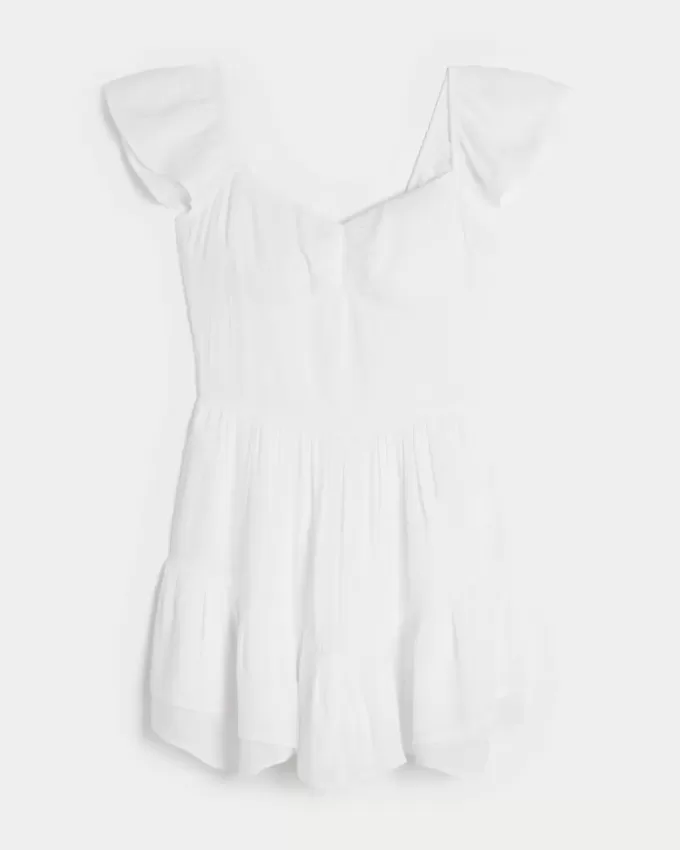 Flutter Sleeve Pinch Bust Mini Skort Dress Flutter Sleeve Pinch Bust Mini Skort Dress