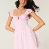 Flutter Sleeve V-Waist Mini Dress Flutter Sleeve V-Waist Mini Dress
