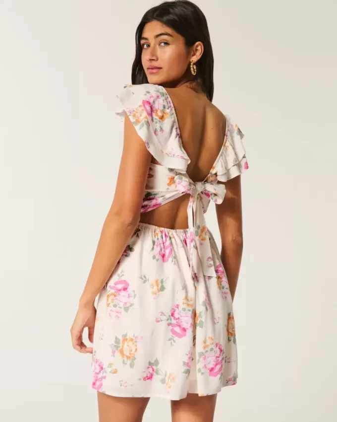 Flutter Sleeve V-Waist Mini Dress Flutter Sleeve V-Waist Mini Dress