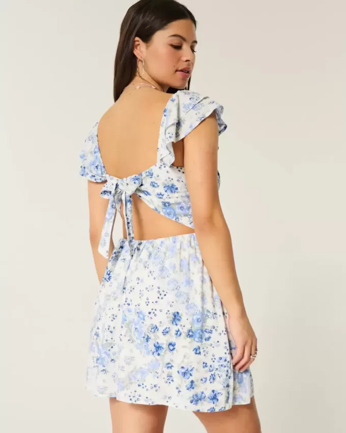 Flutter Sleeve V-Waist Mini Dress Flutter Sleeve V-Waist Mini Dress