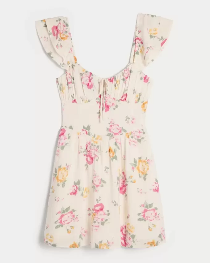 Flutter Sleeve V-Waist Mini Dress Flutter Sleeve V-Waist Mini Dress