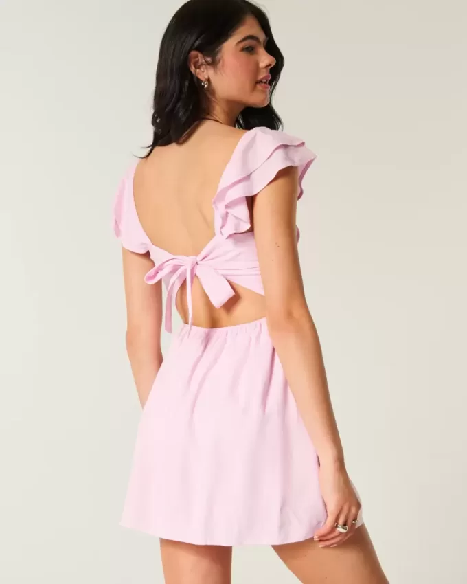 Flutter Sleeve V-Waist Mini Dress Flutter Sleeve V-Waist Mini Dress