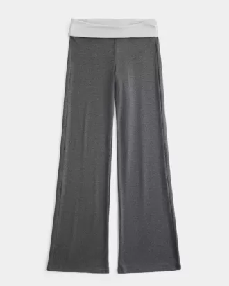 Foldover Waist Knit Flare Pants Foldover Waist Knit Flare Pants