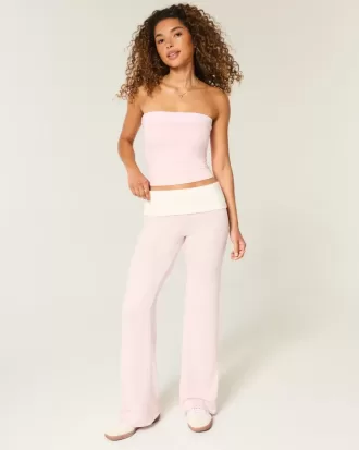 Foldover Waist Knit Flare Pants Foldover Waist Knit Flare Pants