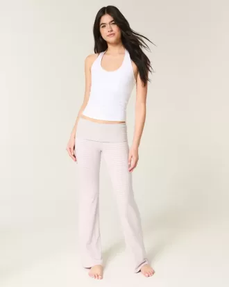 Foldover Waist Knit Flare Pants