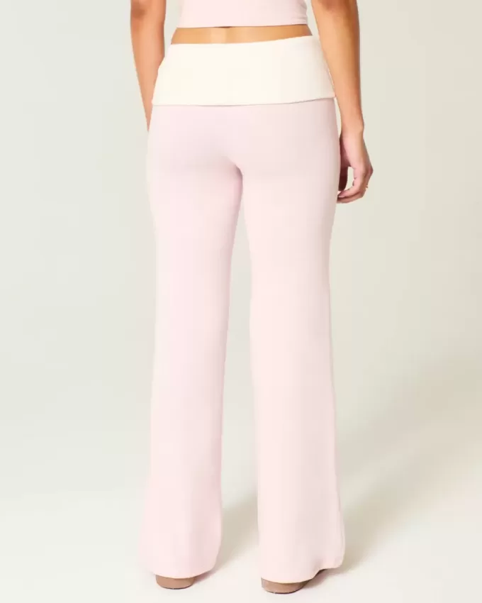 Foldover Waist Knit Flare Pants