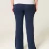 Foldover Waist Knit Flare Pants